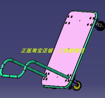 四轮平板手推车 手拉车小车运货转向轮轱辘3D三维几何模型数模建