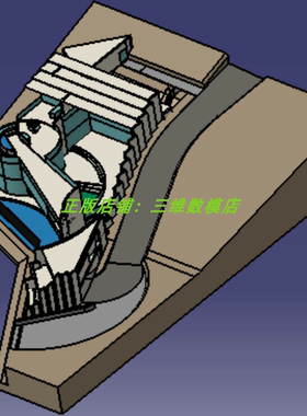 斜坡地多层 别墅房屋造型设计房间阶梯花园草坪 3D三维几何数模型