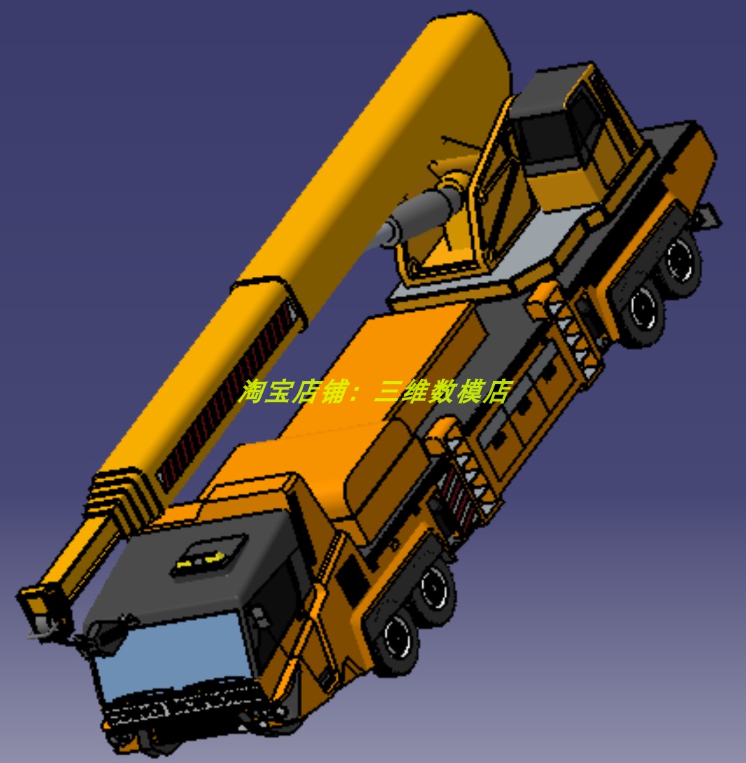 汽车卡车起重机器简化三维几何数模型stp格式3D打印素材伸缩吊臂