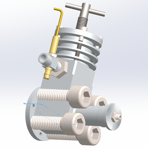 小型二冲程柴油机引擎内燃机发动机3D三维几何数模型Solidworks