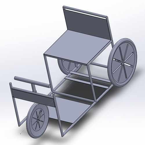 三轮车轮自行车车架手推车平板车solidworks含参3d三维几何数模型