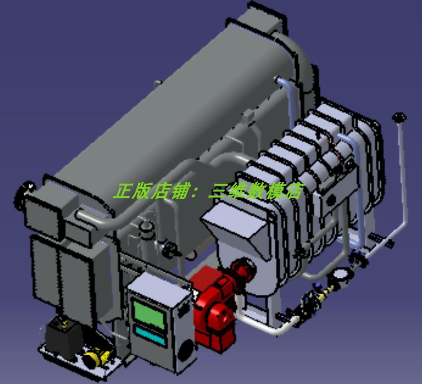 500T吨吸收式制冷机冷凝器冷水机组加热器3D三维几何模型数模建模