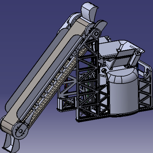 小型月球土壤岩石样品采集筒模块3d三维几何数模型传送带铲斗筛网