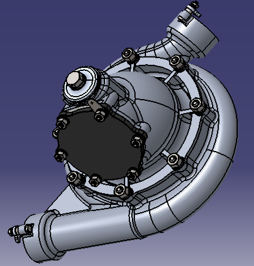 冷却泵涡轮水泵3d三维几何数模型stp图液体梅林冷却剂泵轮壳轴承