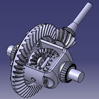 汽车轿车差速器主减速器3D三维几何数模型锥齿轮差动齿轮箱stp