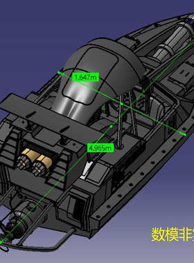 5米战斗快艇小艇3D三维几何数模型底部机轮stp图纸曲面造型小船身