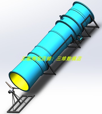 风洞 5m米风力涡轮机试验隧道风扇叶 3D三维模型 几何数模铁架stp