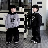 Jimmy妈童装 儿童假两件数字印花夹棉冲锋衣 新款 极轻至简 冬季