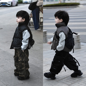 粉丝专属福利 冬季 新款 Jimmy妈童装 儿童手感皮洋气必入款 棉马甲