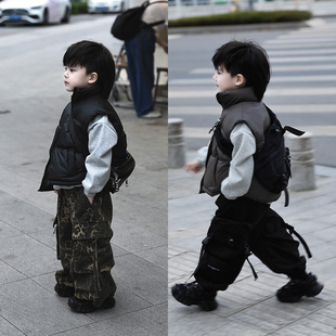 Jimmy妈童装【粉丝专属福利 冬季新款儿童手感皮洋气必入款棉马甲