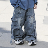 ·飘带破洞拉链牛仔裤 Jimmy妈童装 春季 裤 超软工装