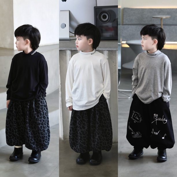 Jimmy妈童装【百搭神器】秋冬新款儿童领口英文印花中领打底衫