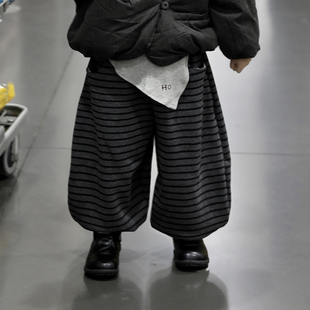 Jimmy妈童装【条纹控】冬季新款儿童加绒加厚条纹束脚休闲运动裤