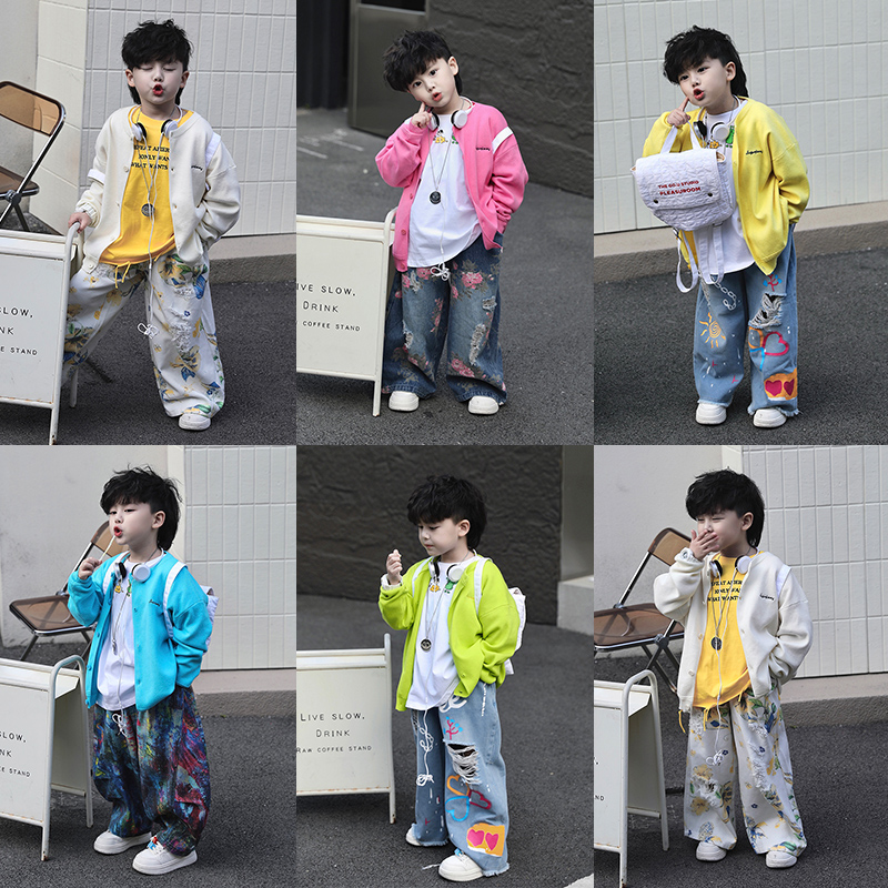 Jimmy妈童装【五彩斑斓】春季新款儿童彩色日常百搭针织开衫外套