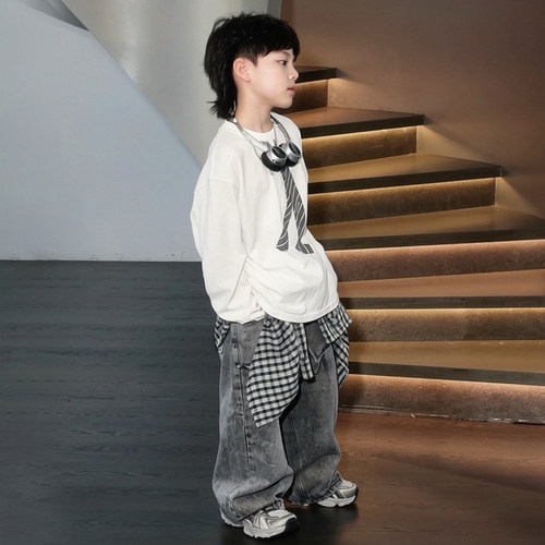 Jimmy妈童装【基础穿搭】秋季·领带印花长袖T恤
