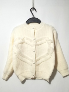 撤柜森系甜美女童儿秋冬装针织毛衣外套2024纯色爱心外搭开衫