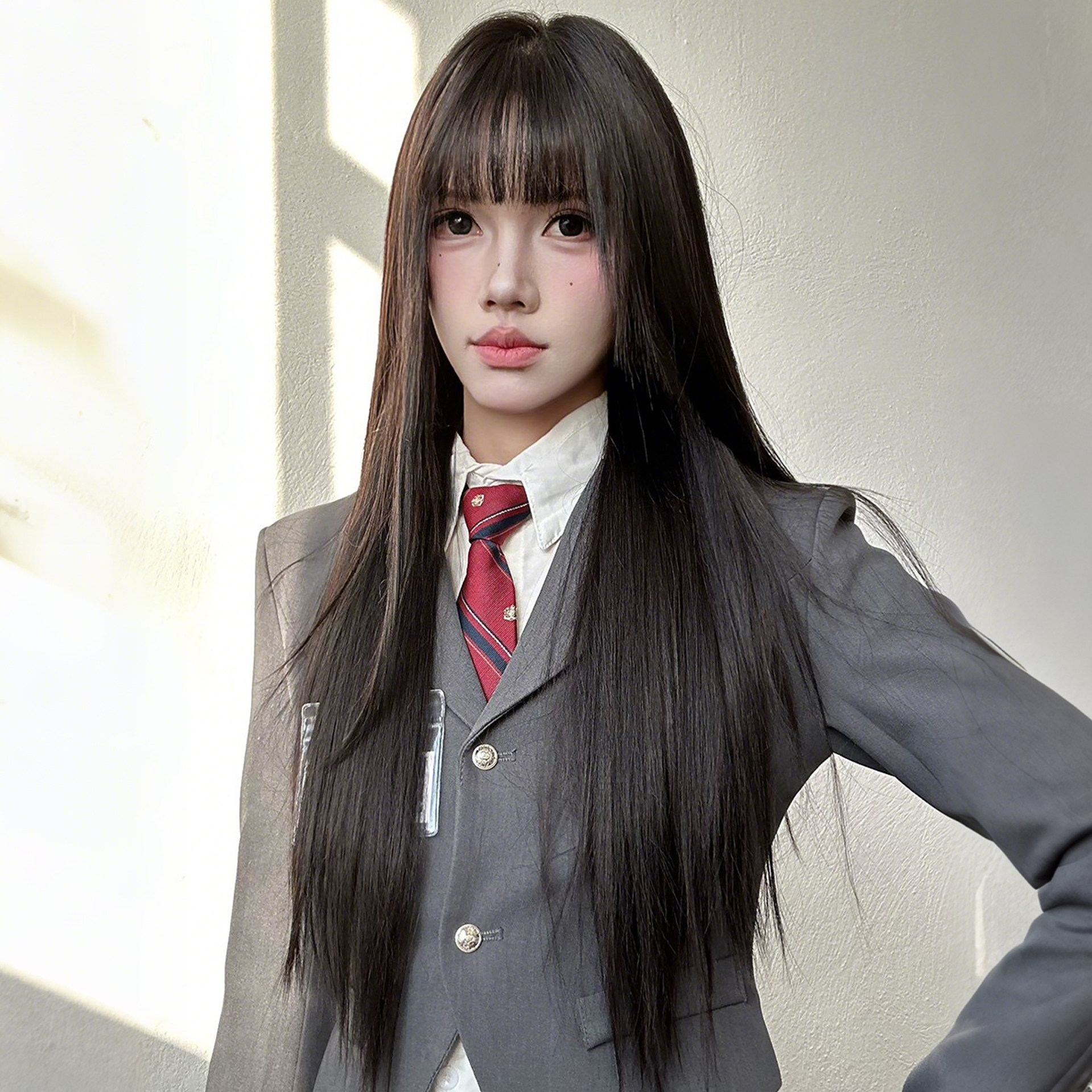 《富江》假发女全头套日常黑长直发齐刘海自然无痕隐形显脸小黑色