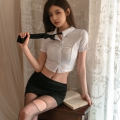 包臀裙情趣味床上约会内衣 衬衫 性感纯欲风睡衣秘书制服套装 女短袖