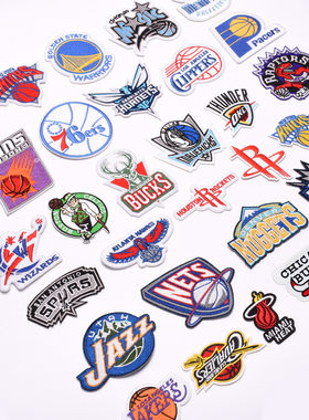 篮球队标刺绣布贴衣服徽章补丁贴球队标志NBA