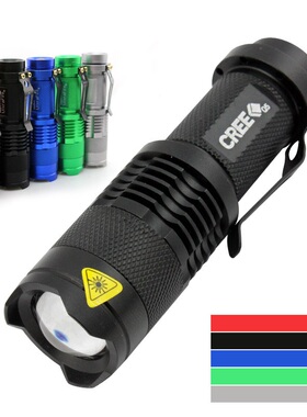 CREE LED迷你强光照明彩色手电筒调焦COB侧灯双光红绿蓝14500/5号