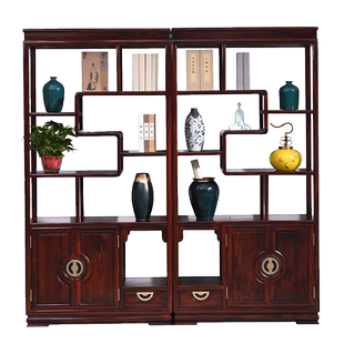 国标红木家具印尼黑酸枝团圆博古架阔叶黄檀新中式多宝格酸枝木