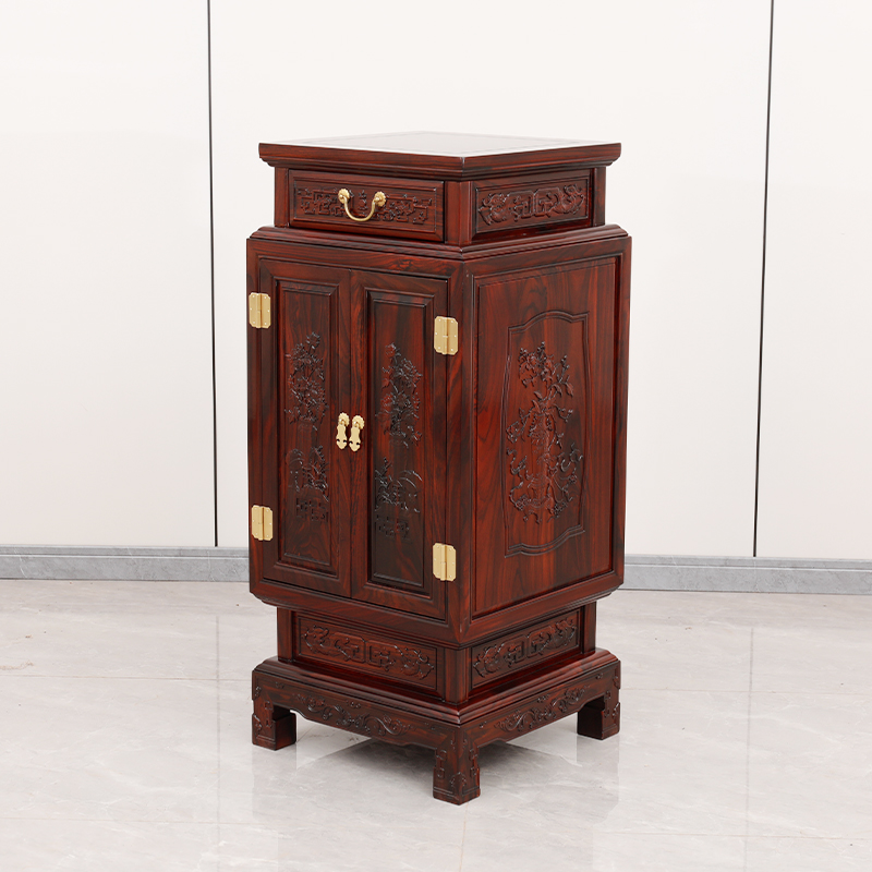 红木花架印尼黑酸枝灯笼带柜花几阔叶黄檀花架中式实木盆景架边柜