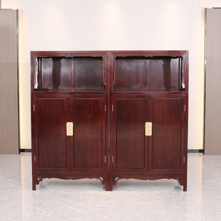 红酸枝亮格柜绒毛黄檀红木万历柜明式红木方角柜书柜书架红木家具