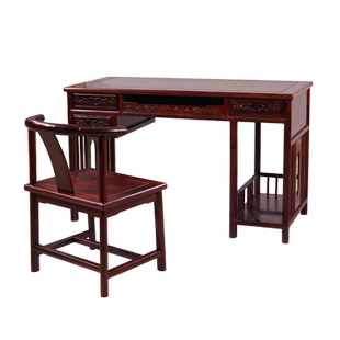 红木电脑桌家具书桌办公桌椅书房台式阔叶黄檀印尼黑酸枝木电脑桌