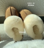 半包包头毛毛拖鞋 原小白白 皮毛一体真皮羊毛雪地厚底毛毛拖 外穿
