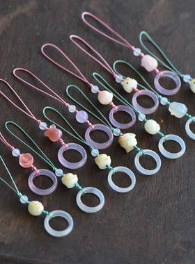 天然玛瑙菩提猫爪手机链挂绳防丢指环扣挂件吊坠钥匙扣招财猫配件