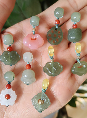 天然和田玉蜜蜡手链DIY配件小滴提溜文玩玉石挂件手串配饰项链