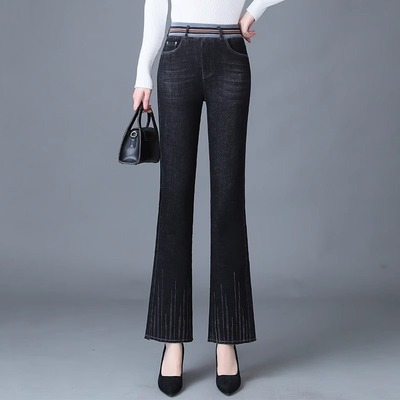 镶钻喇叭牛仔裤女2025新款