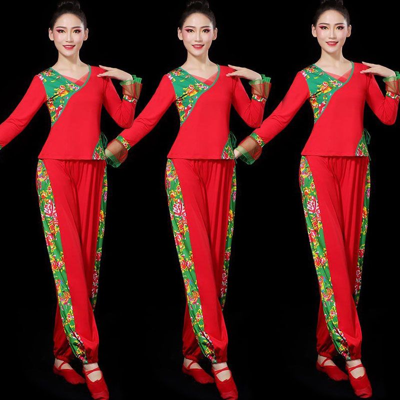 长袖秧歌舞服广场舞网红牛奶丝