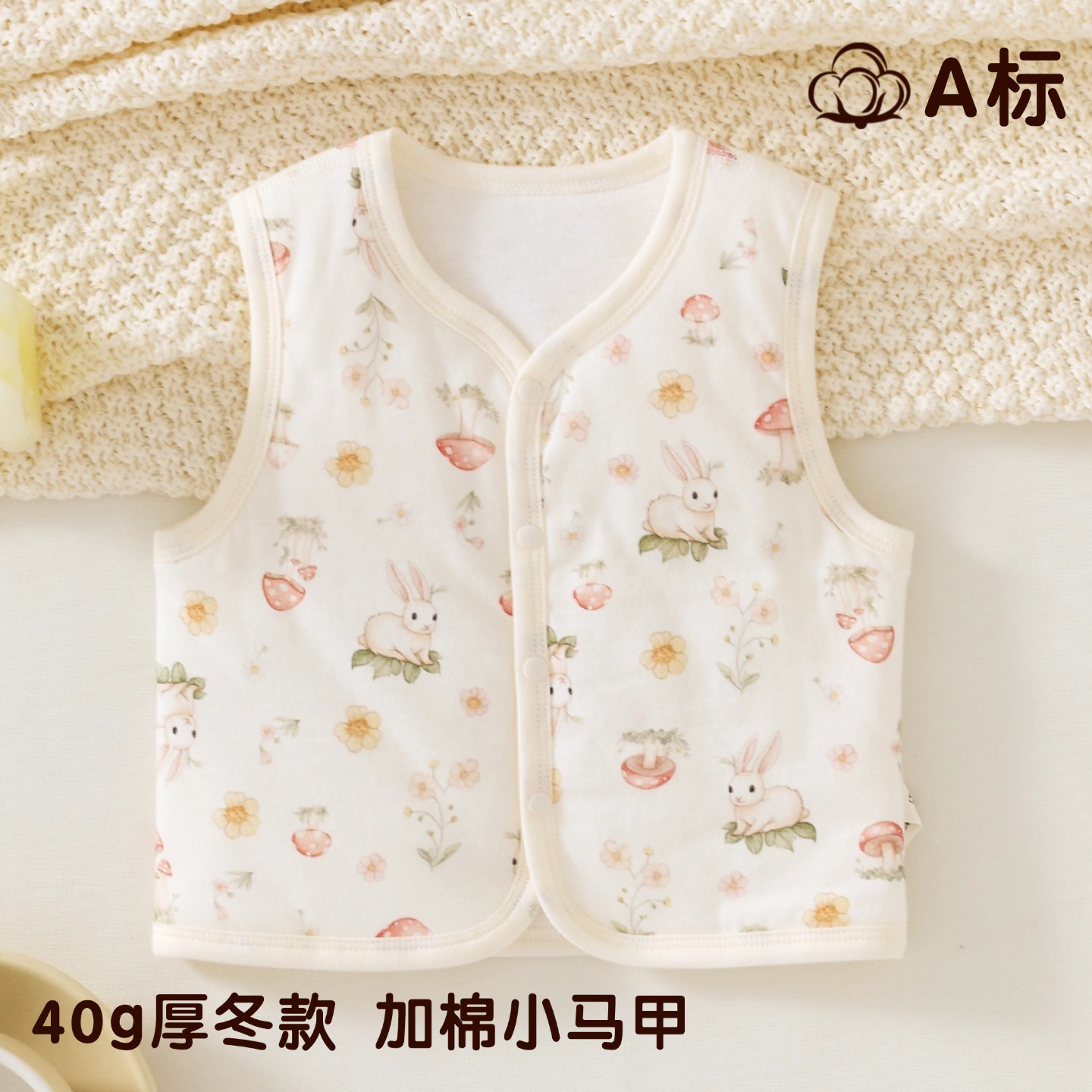 婴儿马甲小月龄春秋新生儿纯棉内搭轻薄宝宝背心52码保暖坎肩外穿