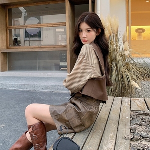 盐系穿搭一整套女2024新款减龄洋气时尚套装马甲衬衫小个子三件套