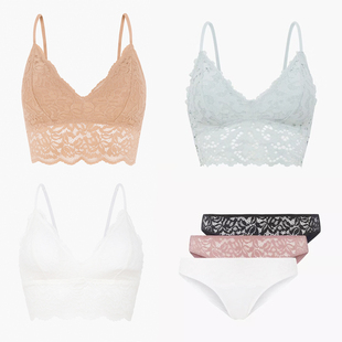 镂空bralette插片无钢圈文胸套装 内裤 先生 剁手18薄款 短裤