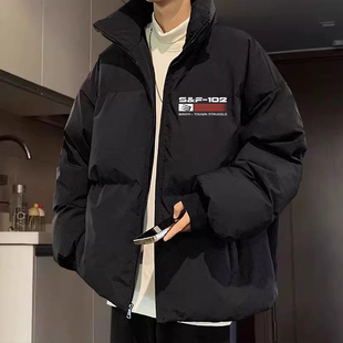 立领棉衣男冬季外套2024新款潮流潮牌加厚情侣装oversize棉服棉袄