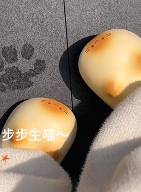 可爱小猫加绒女靴秋冬季棉拖鞋女室内家居保暖加绒棉鞋eva外穿