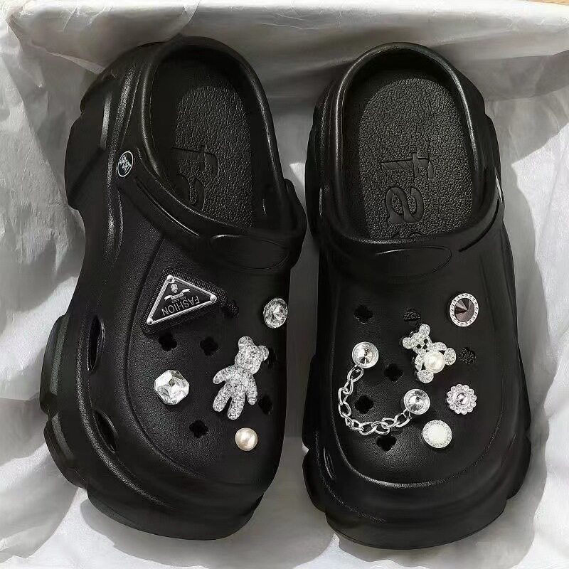 超厚爆款流汗狗洞洞鞋女2023厚底沙滩鞋网红增高凉拖鞋外穿批发