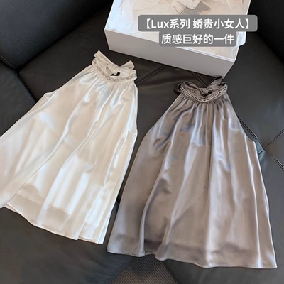 真醋酸显瘦无袖挂脖上衣小背心