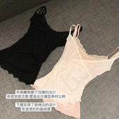 显瘦收腰短款 纯欲粉色假两件蕾丝吊带女夏季 复古感修身 上衣