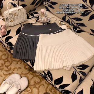 高腰显瘦A字短裙 定制贝壳扣磨毛百褶半裙冬款 贝蒂私藏