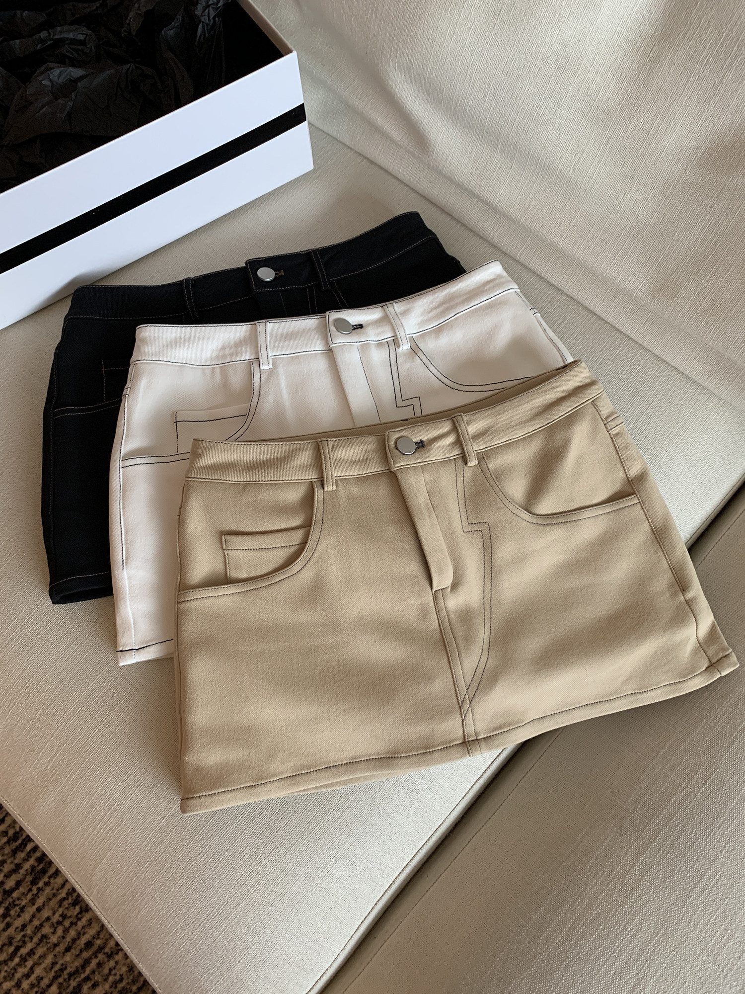 明线半身裙女夏季休闲气质设计感