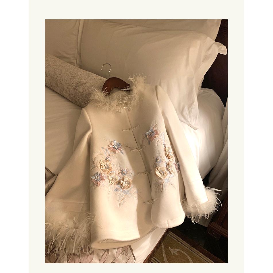 夹棉外套立体刺绣国风盘扣上衣
