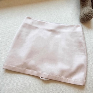 香槟甜心 型复古缎面A字粉色半裙遮肉显瘦时髦短裙 好版