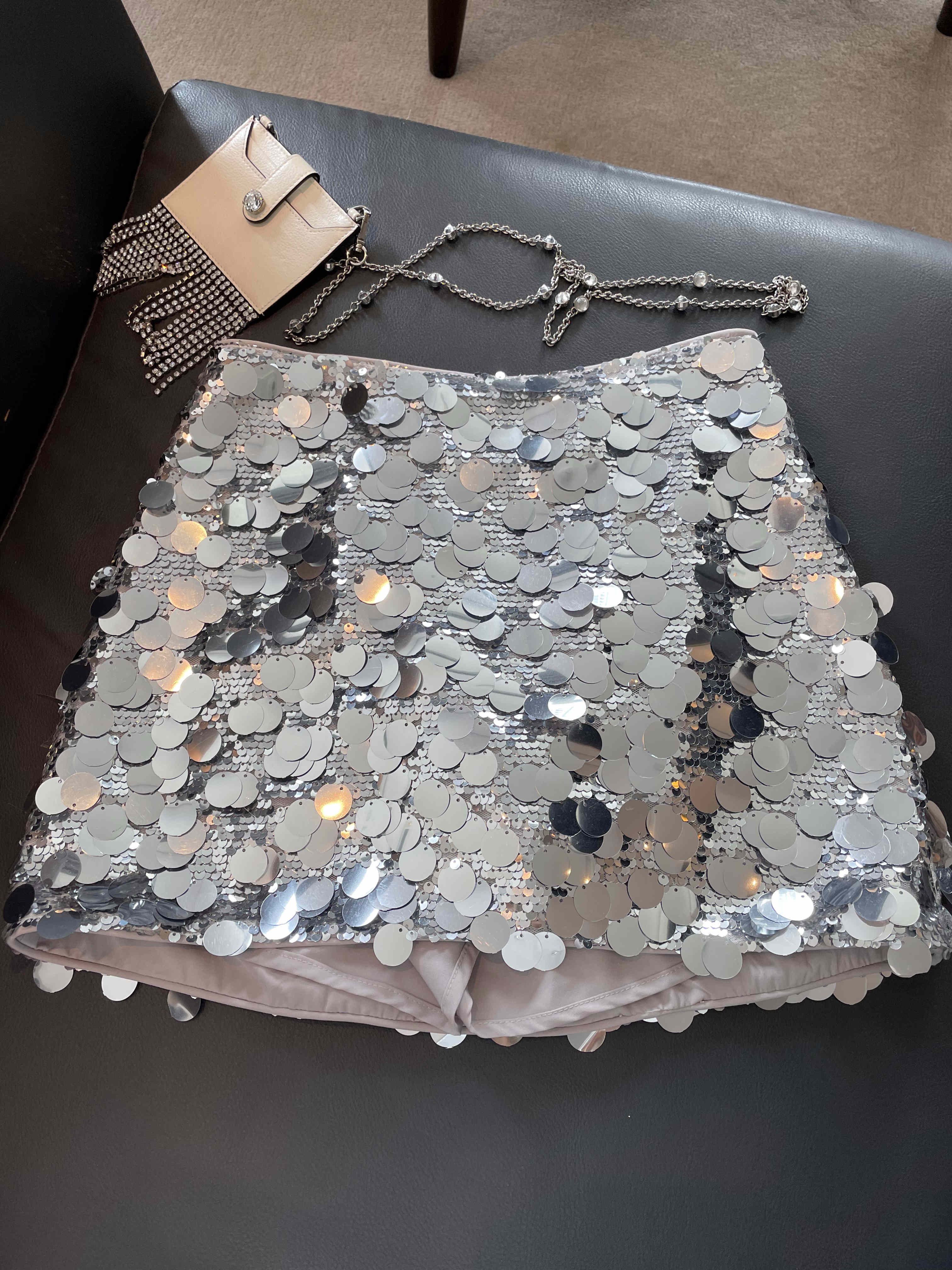 【鱼鳞亮片】银色重工亮片包臀显瘦防走光半裙