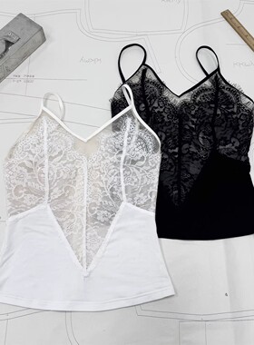 娇心尤物】N1ss@*睫毛蕾丝吊带上衣立体提花超显女人味