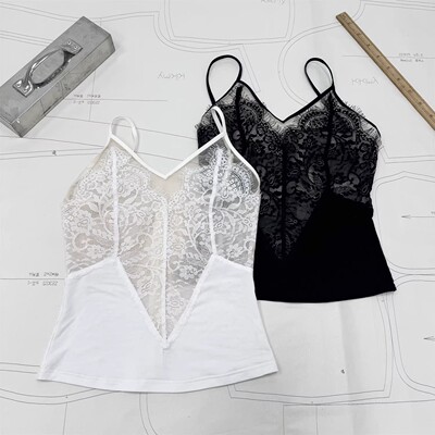 蕾丝吊带上衣立体提花超显女人味