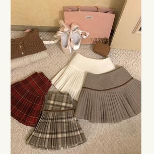 清仓小蛮腰 超百搭羊毛百褶短裙秋冬学院风返校穿搭半身短裙