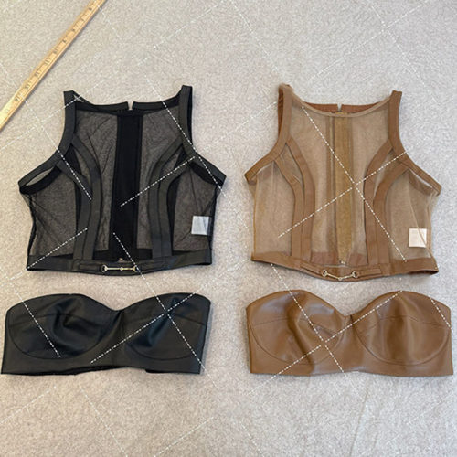 小巴姐妹中古皮革透视上衣
